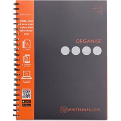 Whitelines Book Spiral A4 4 Subject Ruled & Square 240 Page Black