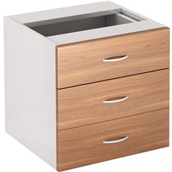 OM Premier Fixed Pedestal 3 Drawer 464W x 400D x 450mmH Virginia Walnut And White