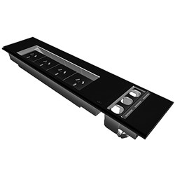 Rapidline Table Surface Mounted Flip Box 4 GPO + 3 Data Provisions Black
