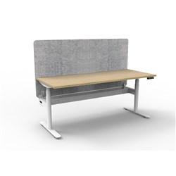 Rapidline Halo+ Single Sided Workstation + Grey Eco Screen +Tray 1200Wx620-1270mmH Oak/Wh