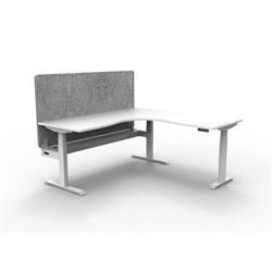 Rapidline Boost+ Corner Workstation + Grey Eco Screen + Tray 1800/1800W White/White
