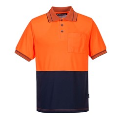 Portwest Hi-Vis Micro Mesh Polo Shirt Short Sleeve 4XL Orange And Navy