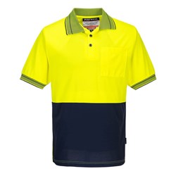 Portwest Hi-Vis Micro Mesh Polo Shirt Short Sleeve Extra Small Yellow And Navy