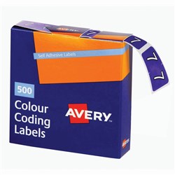 Avery Numeric Coding Label 7 Side Tab 25x38mm Purple Box Of 500