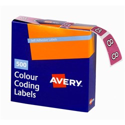 Avery Numeric Coding Label 8 Side Tab 25x38mm Mauve Box Of 500