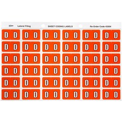 Avery Alphabet Coding Label D Side Tab 25x38mm Dark Orange Pack Of 180