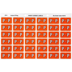 Avery Alphabet Coding Label P Side Tab 25x38mm Dark Orange Pack Of 180
