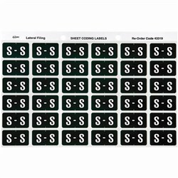 Avery Alphabet Coding Label S Side Tab 25x38mm Dark Green Pack Of 180