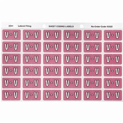 Avery Alphabet Coding Label V Side Tab 25x38mm Mauve Pack Of 180