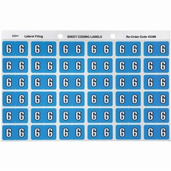 Avery Numeric Coding Label 6 Side Tab 25x38mm Blue Pack Of 180