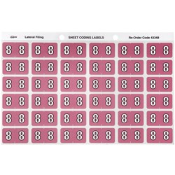 Avery Numeric Coding Label 8 Side Tab 25x38mm Mauve Pack Of 180