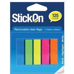 BEAUTONE STICK ON  FLAGS 12x45mm 5 Pads x 25 sheets Assorted colours