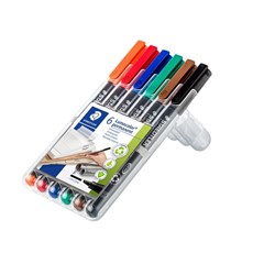 Staedtler 314 Lumocolor Permanent Pens Broad 2.5mm Assorted Colours Wallet Of 6