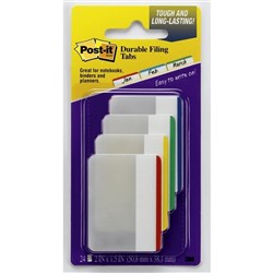 POST-IT 686F-1 DURABLE TABS Flat Whte-RedBluYellGrn 50x38mm PK24