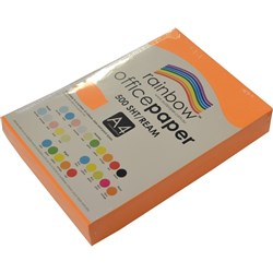 Rainbow Office Copy Paper A4 75gsm Fluro Orange Ream of 500