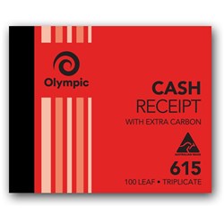 Olympic 615 Carbon Book Triplicate 100x125mm Cash Receipt 100 Leaf