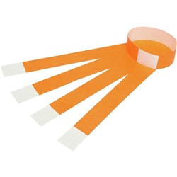 Rexel Wrist Bands With Serial Number Fluoro Orange Pack Of 100