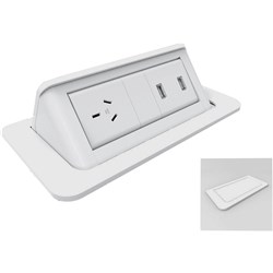 Rapidline Pop-Up Power Module 1 GPO + 2 USB White