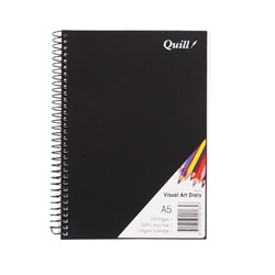 Quill Visual Art Diary A5 110gsm Cartridge 120 Pages Poly Cover Black