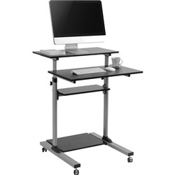 Ergovida Mobile Computer Desk 3 Shelf 700W x 355D x 820-1260mmH Silver/Black