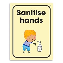 DURUS WALL SIGN - Sanitise Hands 225x300mm Polyprop (Primary School)
