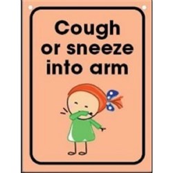 DURUS WALL SIGN - Cough or Sneeze into Arm  225x300mm Polyprop (Primary School)