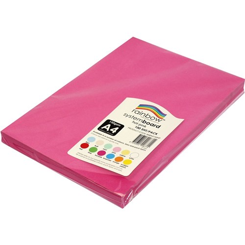 Paper - Rainbow System Board A4 150 gsm Hot Pink 100 Sheets - Your